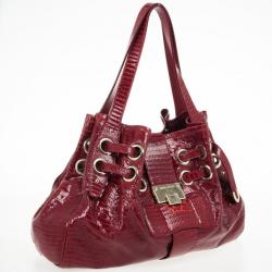 مملوكة مسبقًا Jimmy Choo Burgundy Lizard Embossed Glazed Leather Ramona Bag
