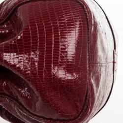 مملوكة مسبقًا Jimmy Choo Burgundy Lizard Embossed Glazed Leather Ramona Bag