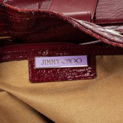 مملوكة مسبقًا Jimmy Choo Burgundy Lizard Embossed Glazed Leather Ramona Bag