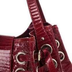 مملوكة مسبقًا Jimmy Choo Burgundy Lizard Embossed Glazed Leather Ramona Bag