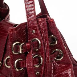مملوكة مسبقًا Jimmy Choo Burgundy Lizard Embossed Glazed Leather Ramona Bag