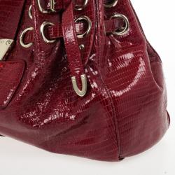 مملوكة مسبقًا Jimmy Choo Burgundy Lizard Embossed Glazed Leather Ramona Bag