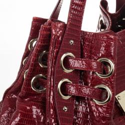 مملوكة مسبقًا Jimmy Choo Burgundy Lizard Embossed Glazed Leather Ramona Bag