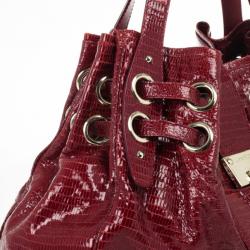 مملوكة مسبقًا Jimmy Choo Burgundy Lizard Embossed Glazed Leather Ramona Bag