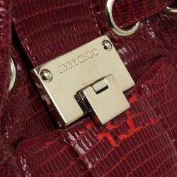 مملوكة مسبقًا Jimmy Choo Burgundy Lizard Embossed Glazed Leather Ramona Bag