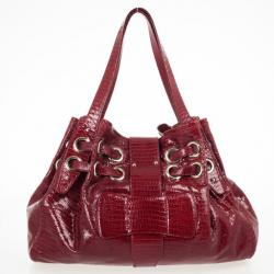 مملوكة مسبقًا Jimmy Choo Burgundy Lizard Embossed Glazed Leather Ramona Bag