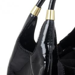 Pre Owned Jimmy Choo Black Patent and Suede Middle Zip Hobo