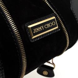 Pre Owned Jimmy Choo Black Patent and Suede Middle Zip Hobo