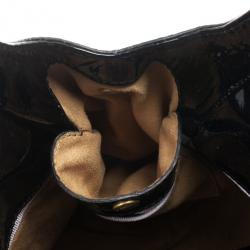 Pre Owned Jimmy Choo Black Patent and Suede Middle Zip Hobo