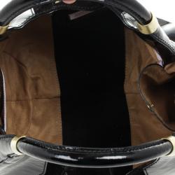 Pre Owned Jimmy Choo Black Patent and Suede Middle Zip Hobo