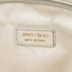 مملوكة مسبقًا Jimmy Choo White Leather Zulu Woven Clutch