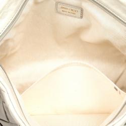 مملوكة مسبقًا Jimmy Choo White Leather Zulu Woven Clutch