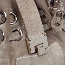 Pre Owned Jimmy Choo Metallic Gold Suede Ramona Tote Bag