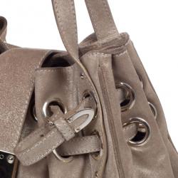 Pre Owned Jimmy Choo Metallic Gold Suede Ramona Tote Bag
