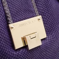 Pre Owned Jimmy Choo Purple Leather & Python Riki Hobo 
