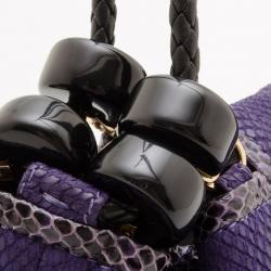 Pre Owned Jimmy Choo Purple Leather & Python Riki Hobo 