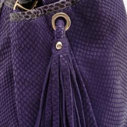 Pre Owned Jimmy Choo Purple Leather & Python Riki Hobo 