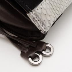 Pre Owned Jimmy Choo Black Suede Venus S Snakeskin Trimmed Beaded Clutch