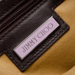 Pre Owned Jimmy Choo Black Suede Venus S Snakeskin Trimmed Beaded Clutch