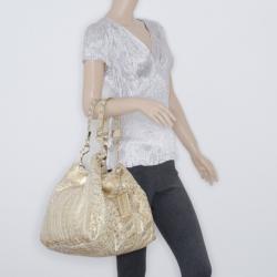 Pre Owned Jimmy Choo Gold Snakeskin Lohla Jane Bag