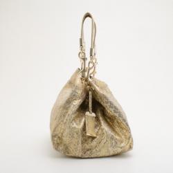 Pre Owned Jimmy Choo Gold Snakeskin Lohla Jane Bag