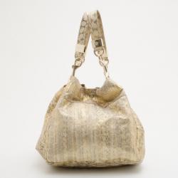 Pre Owned Jimmy Choo Gold Snakeskin Lohla Jane Bag