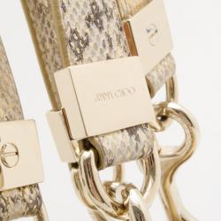 Pre Owned Jimmy Choo Gold Snakeskin Lohla Jane Bag