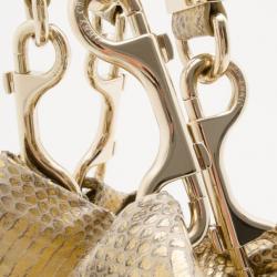 Pre Owned Jimmy Choo Gold Snakeskin Lohla Jane Bag