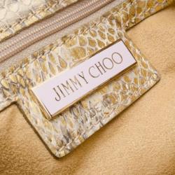 Pre Owned Jimmy Choo Gold Snakeskin Lohla Jane Bag
