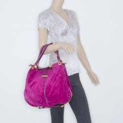 Pre Owned Jimmy Choo Fuschia Suede Alex Shoulder Bag