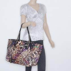 Pre Owned Jimmy Choo Animal Print Glazed Canvas Shopper