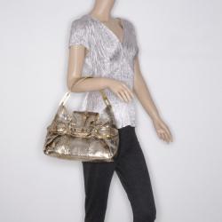 Pre Owned Jimmy Choo Gold Python Tulita Bag