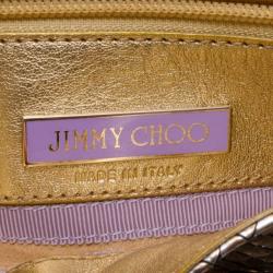 Pre Owned Jimmy Choo Gold Python Tulita Bag