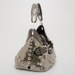 Pre Owned Jimmy Choo Silver Studded Chain Mail Tulita Hobo 