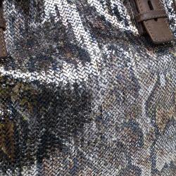 Pre Owned Jimmy Choo Brown Python Print Leather/Sequin Bea Tote Bag