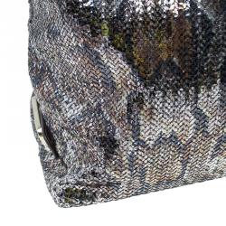 Pre Owned Jimmy Choo Brown Python Print Leather/Sequin Bea Tote Bag