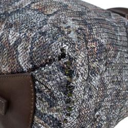 Pre Owned Jimmy Choo Brown Python Print Leather/Sequin Bea Tote Bag