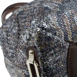Pre Owned Jimmy Choo Brown Python Print Leather/Sequin Bea Tote Bag