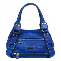 Pre Owned Jimmy Choo Blue Leather Mahala Satchel