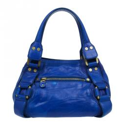 Pre Owned Jimmy Choo Blue Leather Mahala Satchel