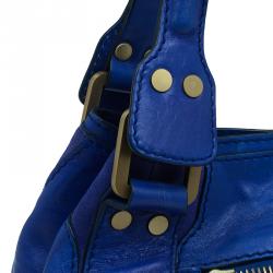 Pre Owned Jimmy Choo Blue Leather Mahala Satchel