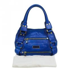 Pre Owned Jimmy Choo Blue Leather Mahala Satchel