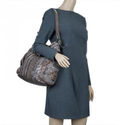 Pre Owned Jimmy Choo Grey Python Ramona Bucket Bag