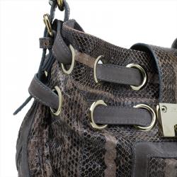 Pre Owned Jimmy Choo Grey Python Ramona Bucket Bag