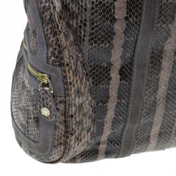 Pre Owned Jimmy Choo Grey Python Ramona Bucket Bag