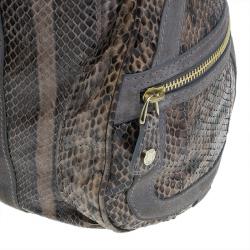 Pre Owned Jimmy Choo Grey Python Ramona Bucket Bag