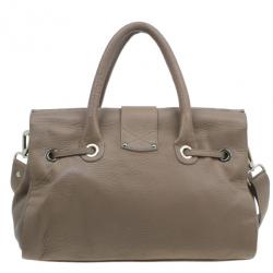 Jimmy Choo Brown Grainy Leather Rosalie Top Handle