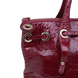 مملوكة مسبقًا حقيبة يد جيمي تشو رهيا شوبر جلد لامع نقش سحلية أحمر
