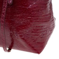 مملوكة مسبقًا حقيبة يد جيمي تشو رهيا شوبر جلد لامع نقش سحلية أحمر