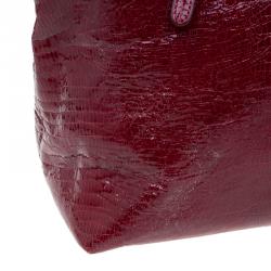 مملوكة مسبقًا حقيبة يد جيمي تشو رهيا شوبر جلد لامع نقش سحلية أحمر